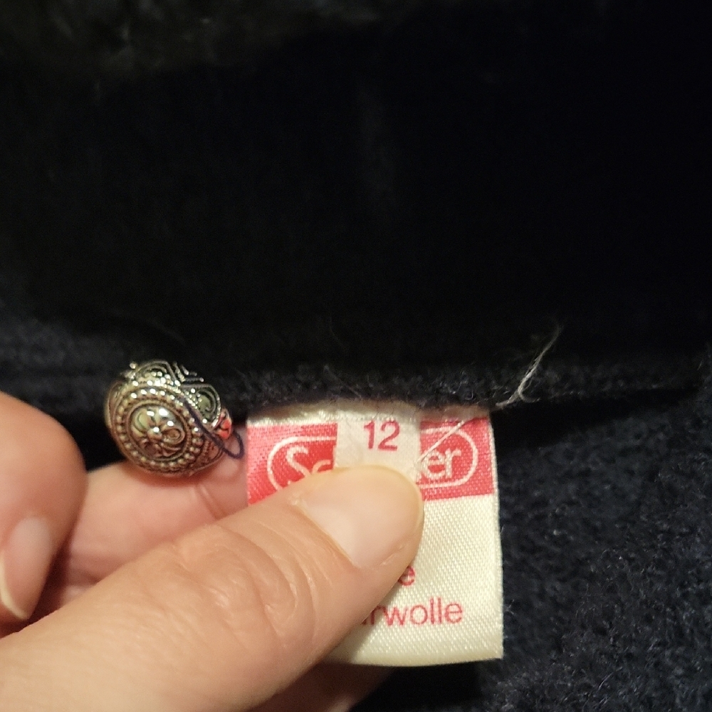 Vintage Lands End Midnight Navy Blue Wool Lady Jacket Cardigan - M - Picture 8 of 10